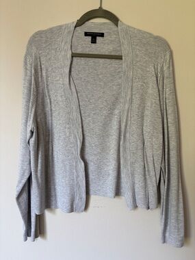 Banana Republic Heather Gray Open-Front Cropped Cardigan